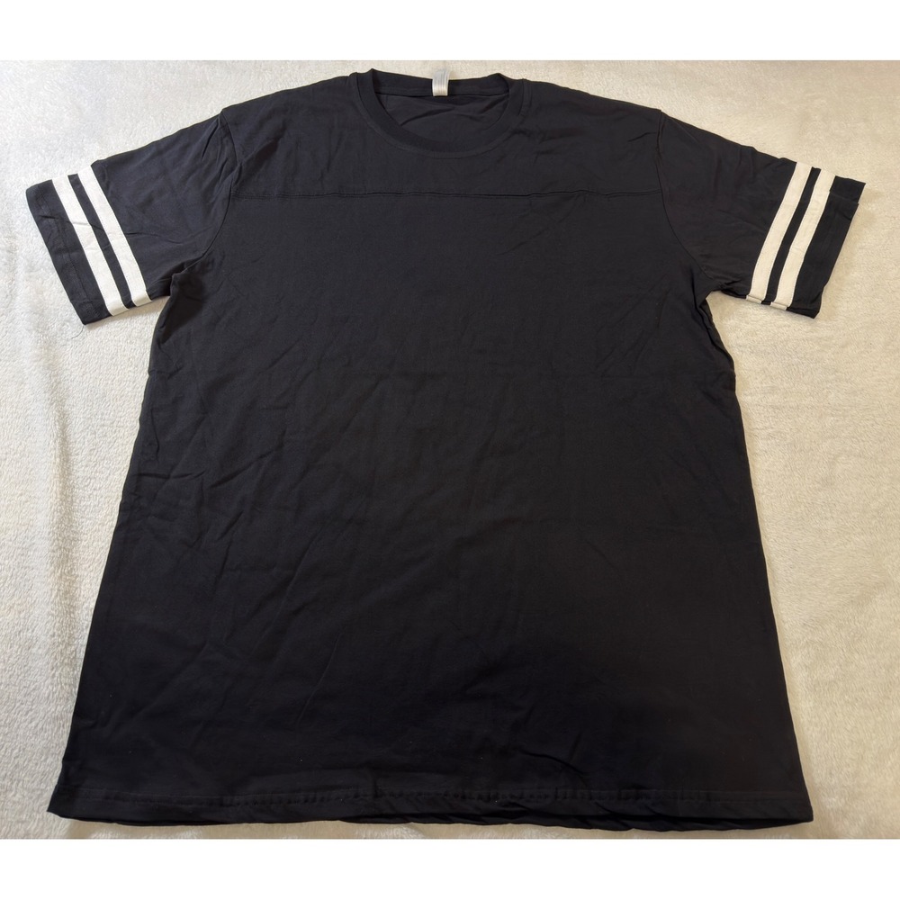 Royal Avalon Mens XL Black Cotton T-Shirt Striped Sleeve Football Jersey‎ Style